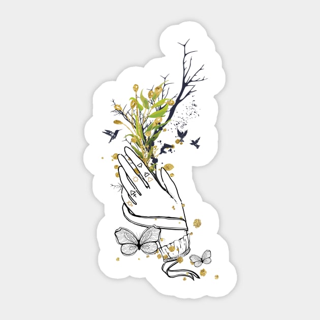 Flowered Boho Hand Sticker by jobieh shop